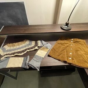 Stylish Knit Sweater Shrug and Mini Skirt Set